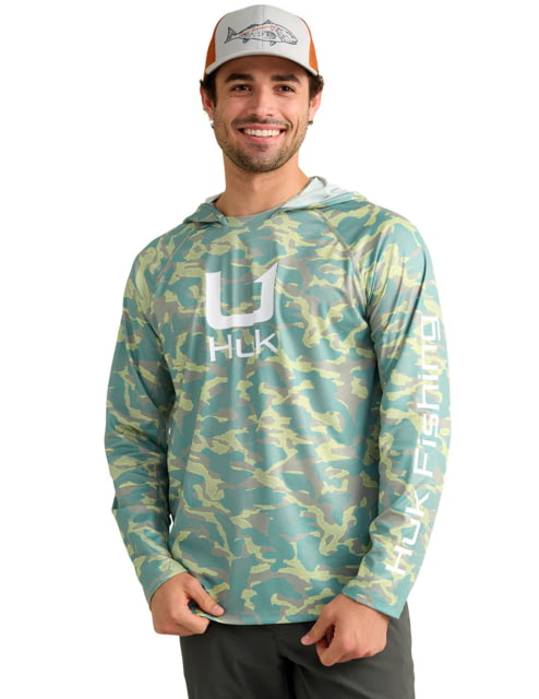 HUK Performance Fishing Icon Printed Long Sleeve Hoodie - Men's Seagrass Small