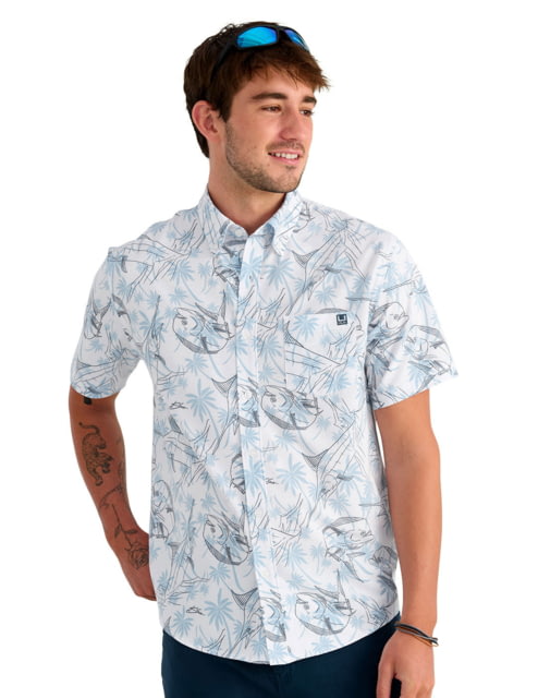 HUK Performance Fishing Kona Kc Printed Shirt - Men's Blue Shadow Small