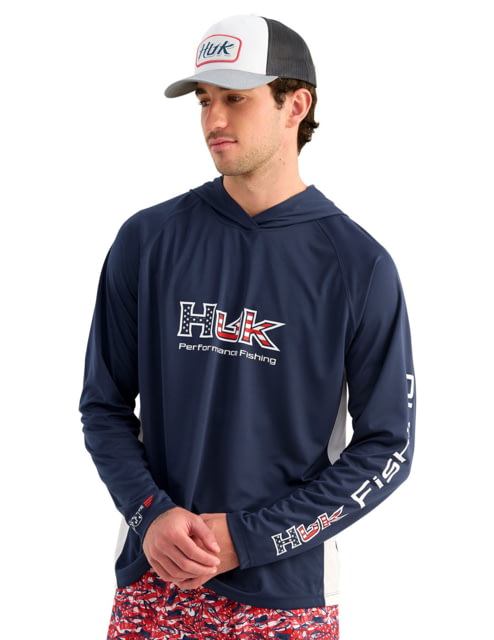 HUK Performance Fishing Pursuit Americana Fill Hoodie - Men's Naval Academy 2XL