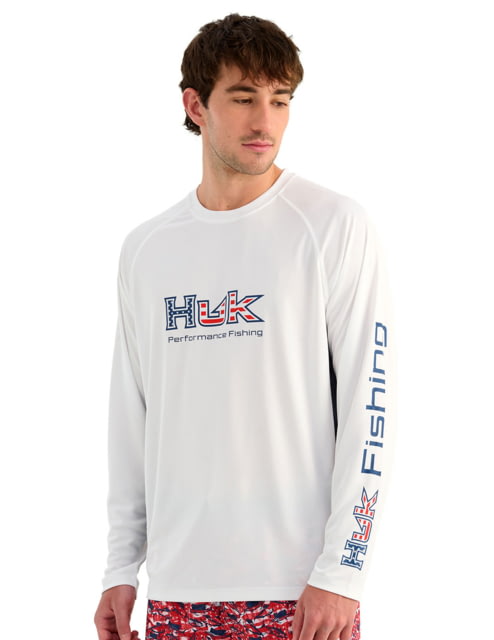 HUK Performance Fishing Pursuit Americana Fill Long Sleeve Crew - Men's White 2XL