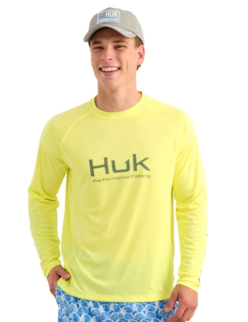 HUK Performance Fishing Pursuit Long Sleeve Crew - Men's Vntg Chartreuse Extra Large