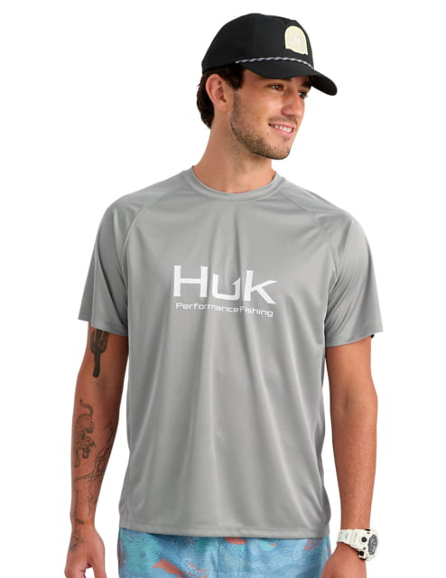 HUK Performance Fishing Pursuit Short Sleeve Crew - Men's Sharkskin Small