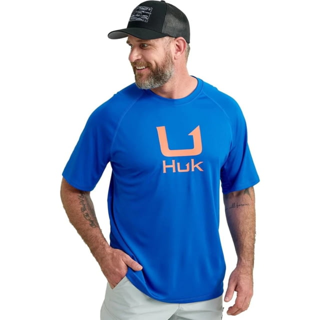 HUK Performance Fishing Icon Short Sleeve Performance Crew - Men's Ocean Blue Extra Large