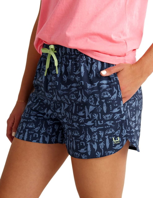 Open Box Dealer Demo HUK Performance Fishing Pursuit Printed Volley Short - Women's Naval Academy 2 Medium
