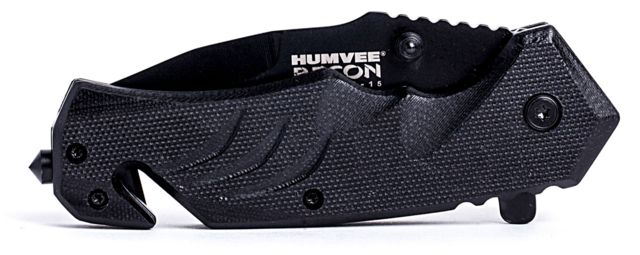 Humvee Recon Serrated Blade with Pocket Clip and Spring Assist Black - Humvee