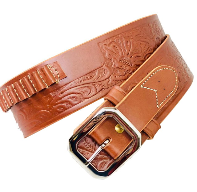 Hunter Company Embossed Cowboy Belt w/ Cartridge Loops .22 Caliber Chestnut Tan Large Chestnut Tan - Hunter Company