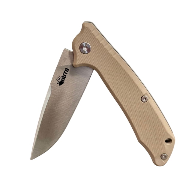 Huto Lifestyle Hunt Harder Folding Knife 3.25in D2 Steel Drop Point Blade Khaki G10 Handle