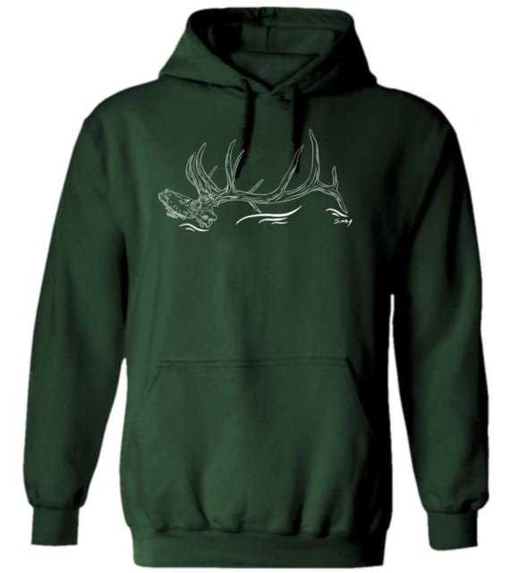 Huto Lifestyle Limited Edition Simsy Elk Artwork Logo Hoodie Forest Green Extra Large