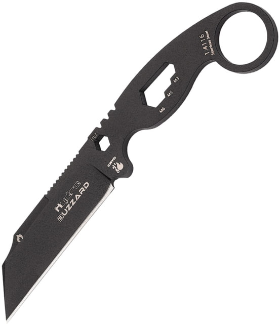 Hydra Knives Buzzard Black Vulture Version EDC Knife 3.15in 1.4116 SS Black Powder Coated Seax Point Blade Black Stainless Steel Handle Brown Kydex - Hydra Knives