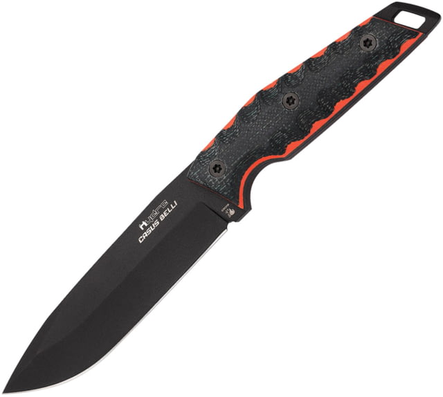 Hydra Knives Casus Belli Fixed Blade Knife 10.38in Overall 5.25in Black Powder Sleipner Tool Steel Drop Point Blade Black/Red Sculpted Micarta Handle - Hydra Knives