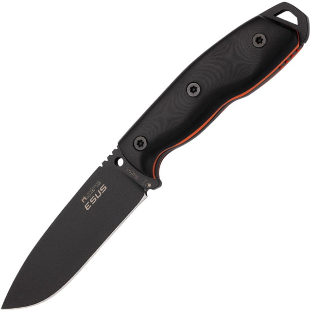 Hydra Knives Esus Fixed Blade Knife 9.25in Overall 4.25in Black Powder Niolox Tool Steel Blade Black G10 Handle Black Kydex Belt Sheath - Hydra Knives