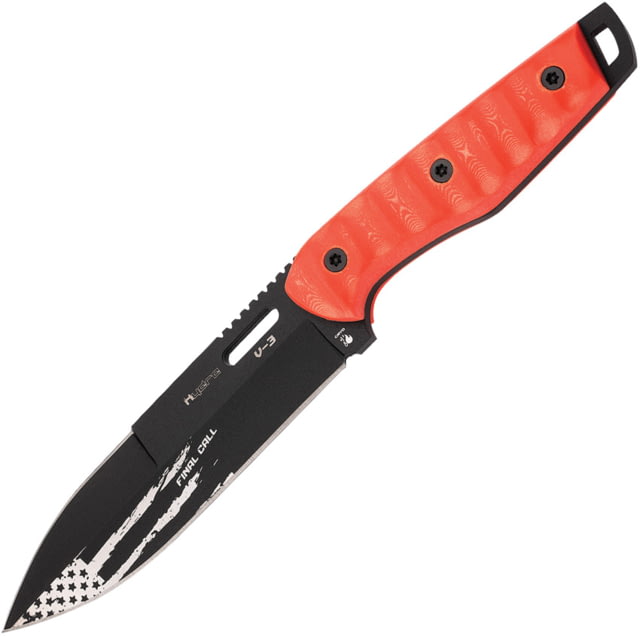 Hydra Knives Final Call III Fixed Blade Knife 11.38in Overall 6in Black Powder Sleipner Tool Steel Spear Point Blade Orange Sculpted Micarta Handle - Hydra Knives