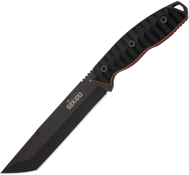 Hydra Knives Gekido Fixed Blade Knife 11.38in Overall 6.13in Black Powder Sleipner Tool Steel Tanto Blade Black G10 Handle Black Kydex Belt Sheath - Hydra Knives