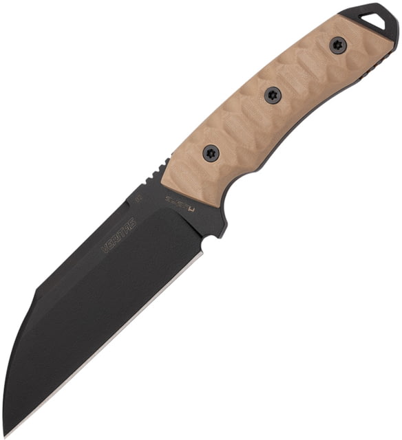 Hydra Knives Veritas Fixed Blade Knife 10.5in Overall 5.5in Black Powder K110 Tool Steel Wharncliffe Blade Tan Sculpted G10 Handle Tan Kydex Belt - Hydra Knives