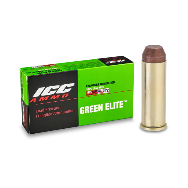 ICC Ammo Green Elite .44 MAG 185 Grain Frangible Flat Point Brass Pistol Ammunition 50 Rounds - Icc Ammo