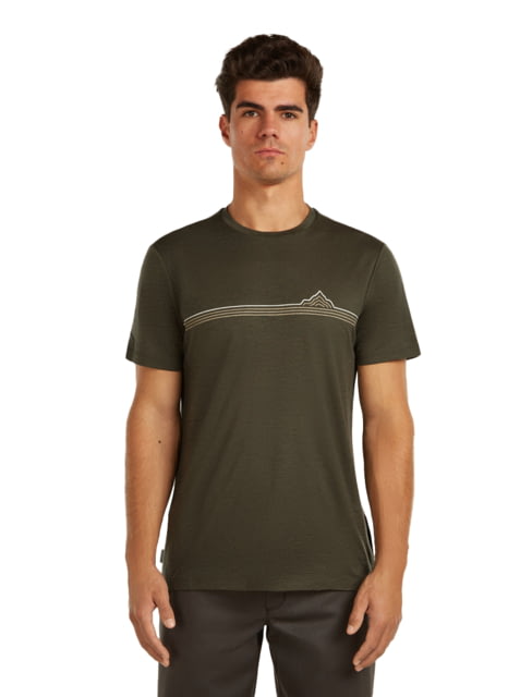 Icebreaker Merino 150 Tech Lite Short Sleeve Range Stripes T-Shirt - Men's Dark Loden 2XL