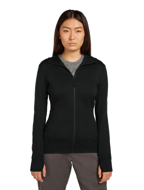 Icebreaker Merino 260 Quantum Long Sleeve Zip Hoodie - Women's Black Medium