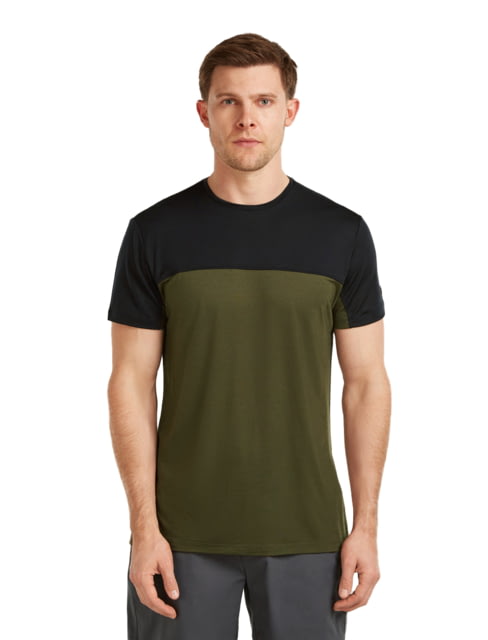 Icebreaker Merino Blend 125 Cool-Lite Sphere Short Sleeve T-Shirt Colour Block - Men's Dark Loden/Black Extra Large