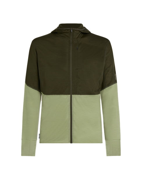 Icebreaker Merino Blend 200 RealFleece Descender Long Sleeve Zip Hoodie - Men's Dark Loden/Lichen Extra Large