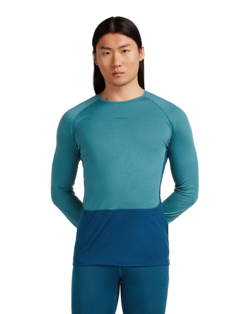 Icebreaker Merino 200 ZoneKnit Long Sleeve Crew Thermal Top - Men's Atlantis/Topaz/CB Medium