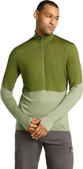 Icebreaker Merino Blend 200 RealFleece Descender LS Half Zip Hoodie - Men's Sphagnum/Lichen/CB Extra Large