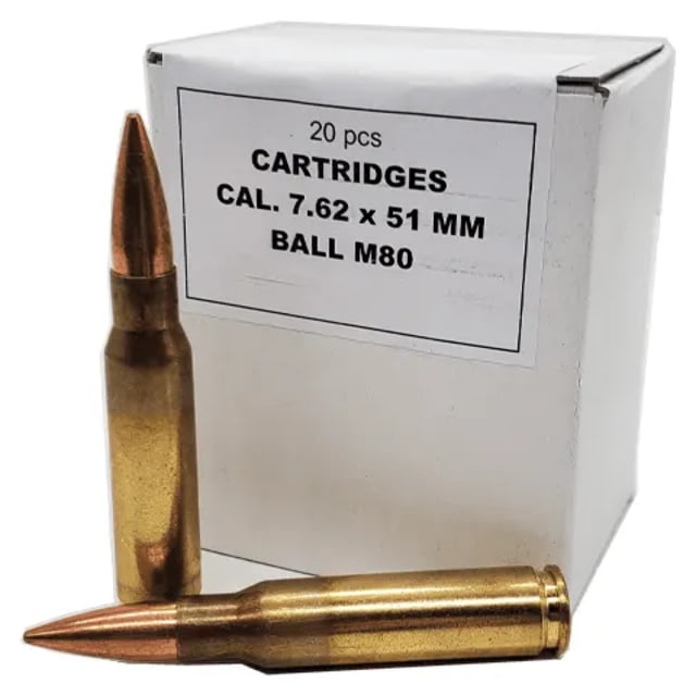Igman 7.62x51mm NATO M80 Full Metal Jacket FMJ Cased Rifle Ammo Ammo 20 Round - Igman