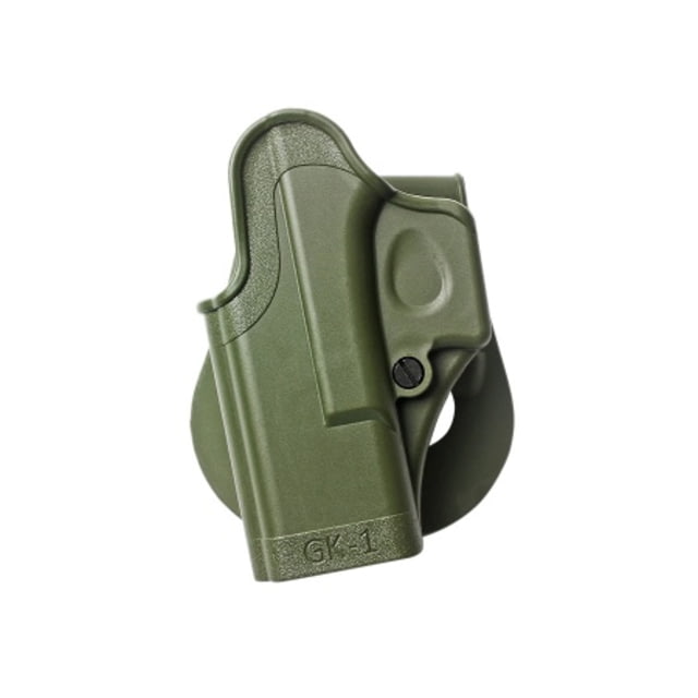 IMI Defense One Piece OWB Paddle Polymer Holster Glock 17/18/19/19X/26/27/28/31/32/36/45Glock 22/23Bul M-5 Left Hand O.D. Green - Imi Defense