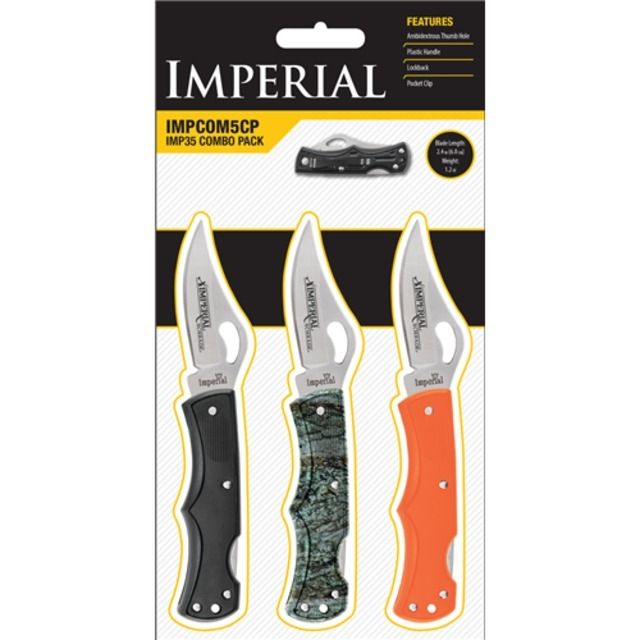 Imperial Schrade Imperial 3 Pc Combo Pack W/imp35 Lockback Folding Knives In Black Orange And Camo - Imperial Schrade