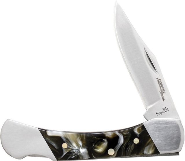 Imperial Schrade Lockback Folder Folding Knife2inClip PointSatinGraySmooth POM Handle - Imperial Schrade