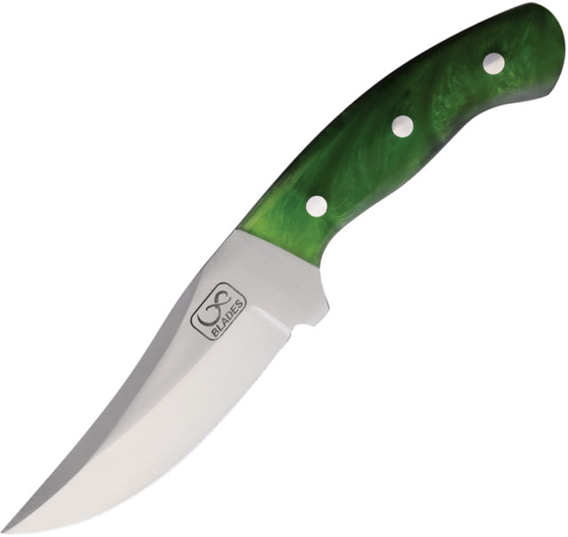 Infinite Blades Green Synthetic Fixed Blade Knife 8.88in Overall 4.5in Satin Finish Stainless Blade Green Synthetic Handle Leather Sheath - Infinite Blades