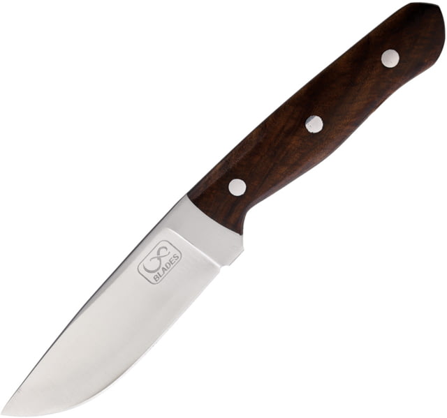 Infinite Blades 9in Brown Wood Knife 9in Overall 4.5in Satin Finish Stainless Blade Brown Wood Handle Leather Sheath - Infinite Blades
