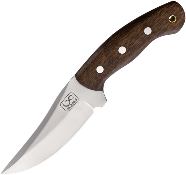Infinite Blades Brown Wood Fixed Blade Knife 8.88in Overall 4.5in Satin Finish Stainless Blade Brown Wood Handle Leather Sheath - Infinite Blades