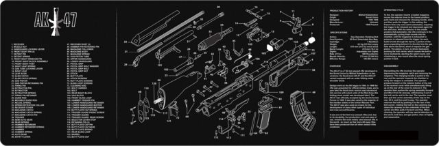 JE Machine Tech Gun Cleaning Mat w/AK-47 Imprint 12in x 36in Black - Je Machine Tech