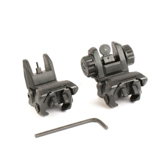 JE Machine Tech Spring Loaded Flip-Up Top Mounted Deployable Front and Rear Sight Black - Je Machine Tech
