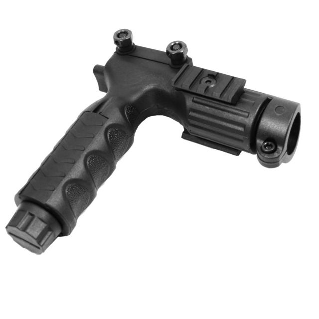 USED JE Machine Tech Tactical Vertical Grip w/1 inch Flashlight Adapter/Holder Black TS-FL5B EDEMO2 Condition Fair Used - Je Machine Tech