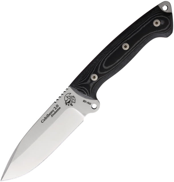 J&V Adventure Knives Celtibero 2.0 Fixed Blade Knife 9.88in Overall 5in Satin MV-58 Stainless Steel Blade Black Micarta Handle Black Leather Belt - J&V Adventure Knives
