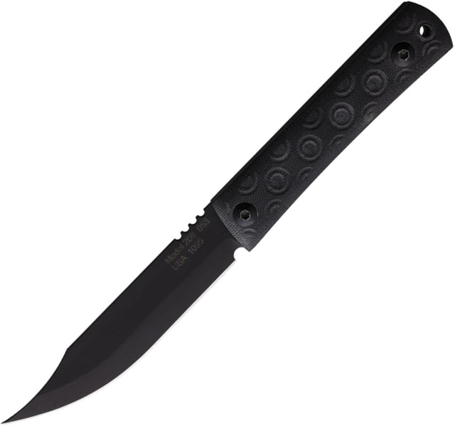 Jason Perry Blade Works Bushcraft Black Fixed Blade Knife 9.25in Overall 4.75in Black Powder Coated 1095HC Steel Clip Point Blade Black G10 Handle - Jason Perry Blade Works