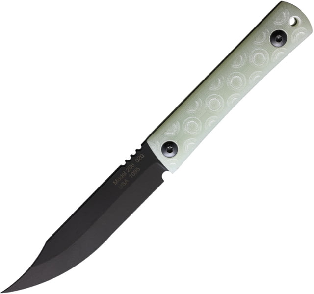 Jason Perry Blade Works 9.25in Bushcraft Fixed Blade Knife 9.25in Overall 4.75in Black Powder Coated 1095HC Steel Clip Point Blade Jade G10 Handle - Jason Perry Blade Works
