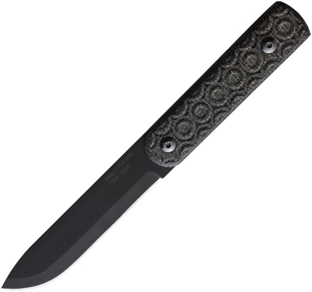 Jason Perry Blade Works Puukko Fixed Blade Knife 9.5in Overall 4.75in Black Powder Coated 1095HC Steel Blade Black Burlap Micarta Handle Kydex Sheath - Jason Perry Blade Works