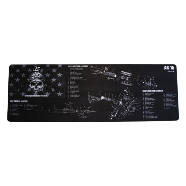 JE Machine Tech Gun Cleaning Mat w/AR-15 Imprint 12in x 36in Black - Je Machine Tech