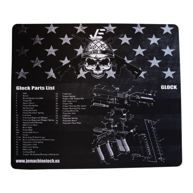 JE Machine Tech Gun Cleaning Mat w/Glock Imprint 18.5in x 16in Black - Je Machine Tech