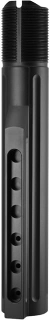 JE Machine Tech AR15/M4 .223 MIL-SPEC Lightweight Long Contour Machining Fluted Buffer Tube w/ Circle Cut Out On End Cap 6 Position 3 Drain Hole Black - Je Machine Tech