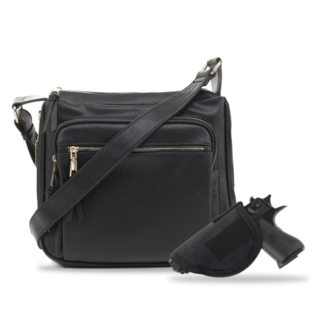 Jessie & James Brooklyn Concealed Carry Lock and Key Crossbody CCW Handbag Black  BK - Jessie & James
