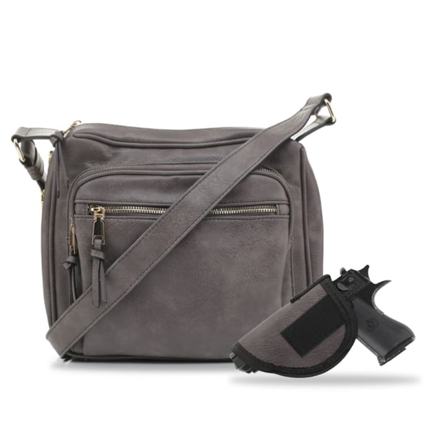 Jessie & James Brooklyn Concealed Carry Lock and Key Crossbody CCW Handbag Grey  GY - Jessie & James