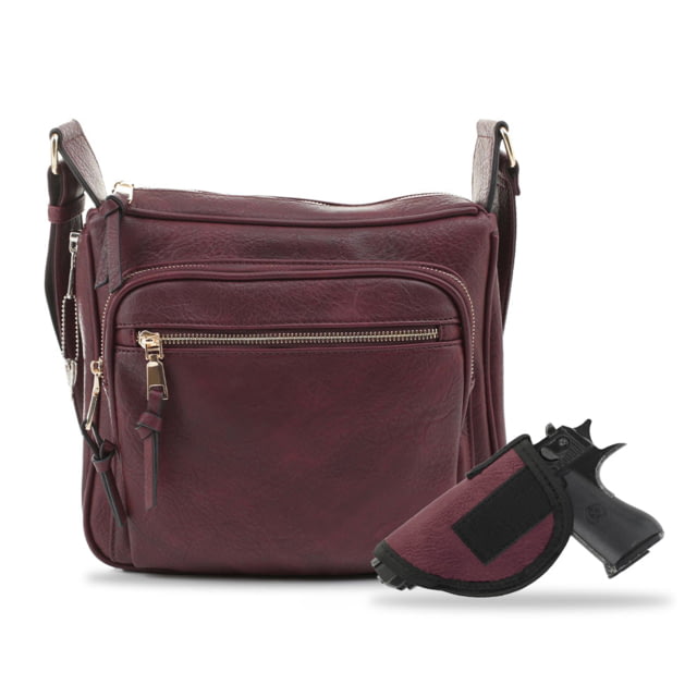 Jessie & James Brooklyn Concealed Carry Lock and Key Crossbody CCW Handbag Wine  WN - Jessie & James