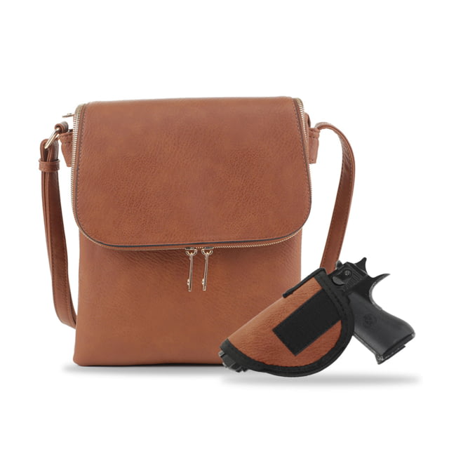 Jessie & James Cheyanne Concealed Carry Crossbody with Lock and Key CCW Handbag Cognac  CG - Jessie & James