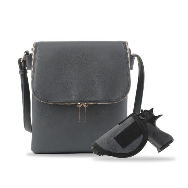 Jessie & James Cheyanne Concealed Carry Crossbody with Lock and Key CCW Handbag Grey  GY - Jessie & James