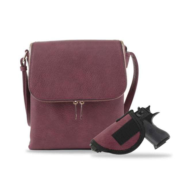 Jessie & James Cheyanne Concealed Carry Crossbody with Lock and Key CCW Handbag Wine  WN - Jessie & James