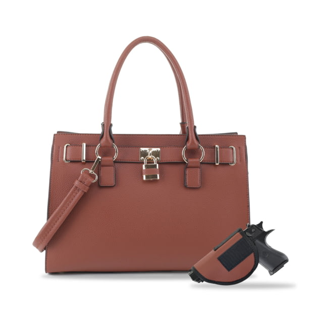 Jessie & James Dina Concealed Carry Lock and Key Satchel CCW Handbag Brown  BR - Jessie & James