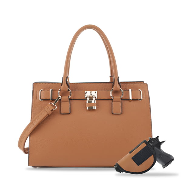 Jessie & James Dina Concealed Carry Lock and Key Satchel CCW Handbag Tan  TN - Jessie & James